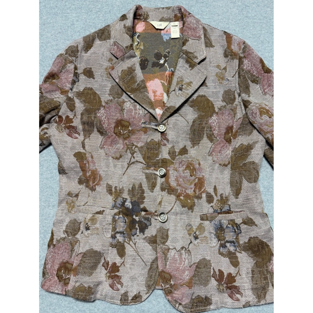 J. Jill Floral Tapestry Blazer Mauve Brown Multi Button Front Jacket 14T Tall - Picture 11 of 13